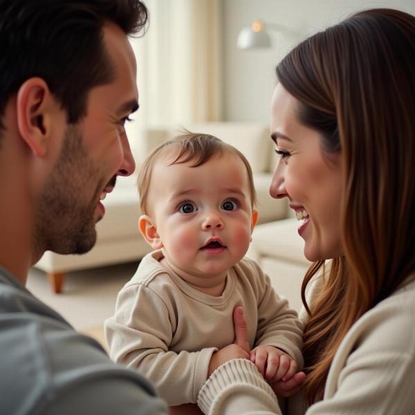 Baby reagiert auf Mama und Papa