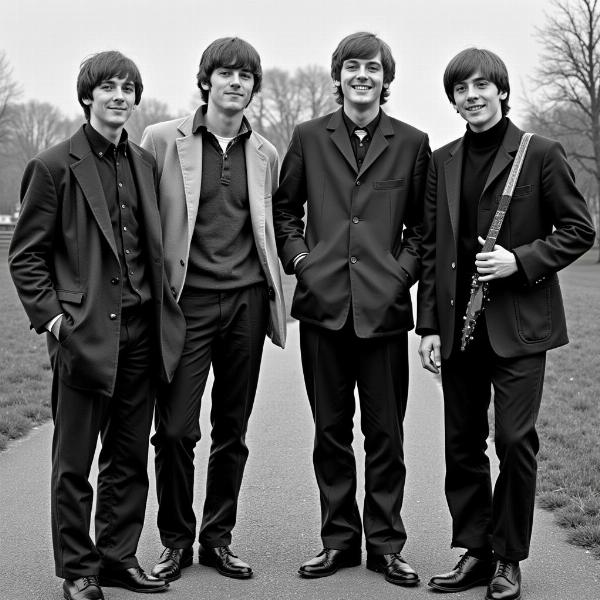 The Beatles in ihren frühen Jahren mit verschiedenen Bandnamen