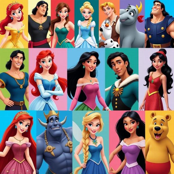 Die beliebtesten Disney Namen von A bis Z: Arielle, Belle, Cinderella, Dumbo, Elsa, Flynn, Genie, Hercules, Iago, Jafar, Kaa, Lumiere, Mulan, Nemo, Olaf, Pinocchio, Quasimodo, Rapunzel, Simba, Tinkerbell, Ursula, Vaiana, Winnie Puuh, Xena, Yzma, Zeus.