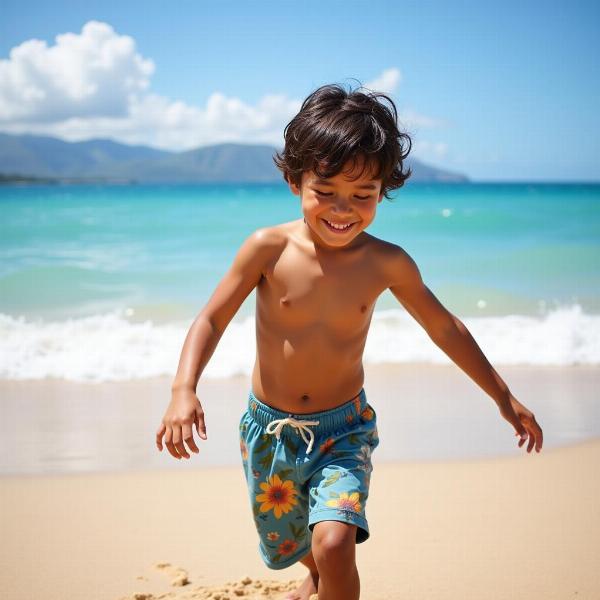 Hawaiianischer Junge am Strand