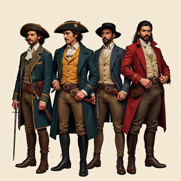 Tên của bốn chàng ngự lâm pháo thủ: Athos, Porthos, Aramis và d'Artagnan