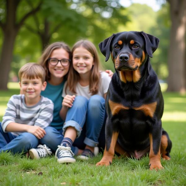 Rottweiler Hündin mit Familie