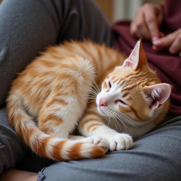 Süße Katernamen männlich: Verschmuster Kater kuschelt mit Besitzer