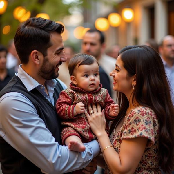 Türkisch-deutsche Familie mit kleinem Sohn