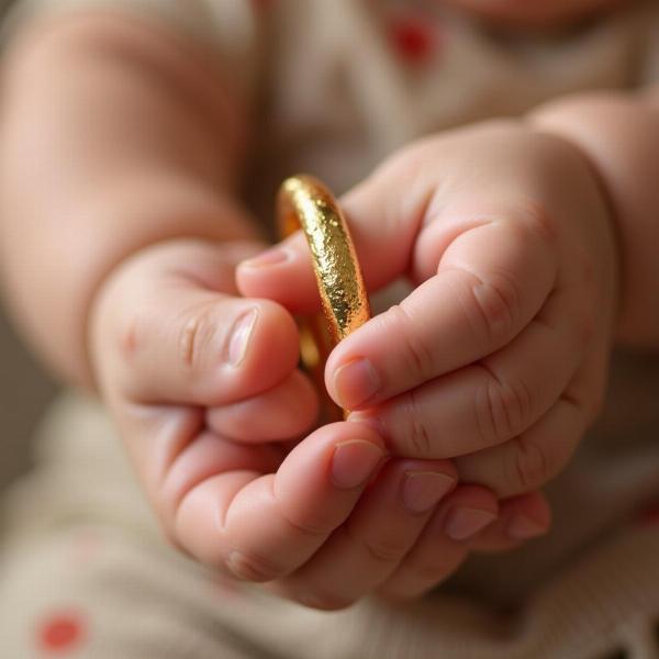 Babyhände mit goldenem Armband