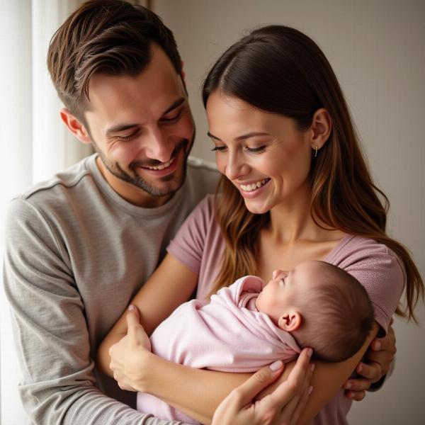 Baby Mädchen mit Eltern