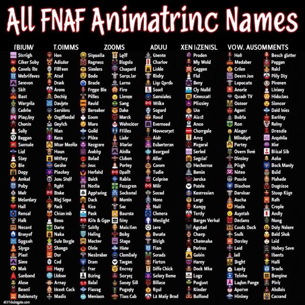 Liste der FNAF Animatronics Namen