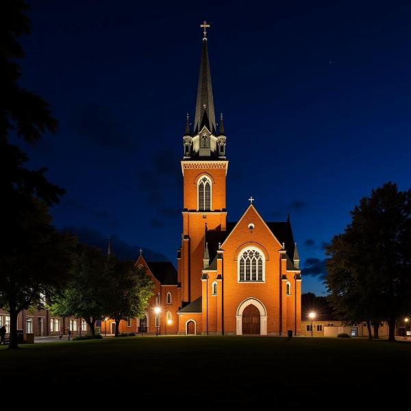 Marienkirche Hanau bei Nacht