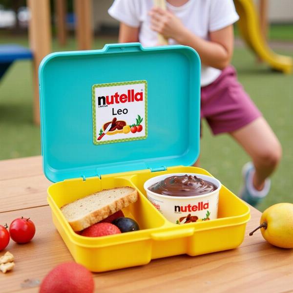 Personalisierte Nutella Brotdose für Kinder – ideal für Schule und Ausflüge.