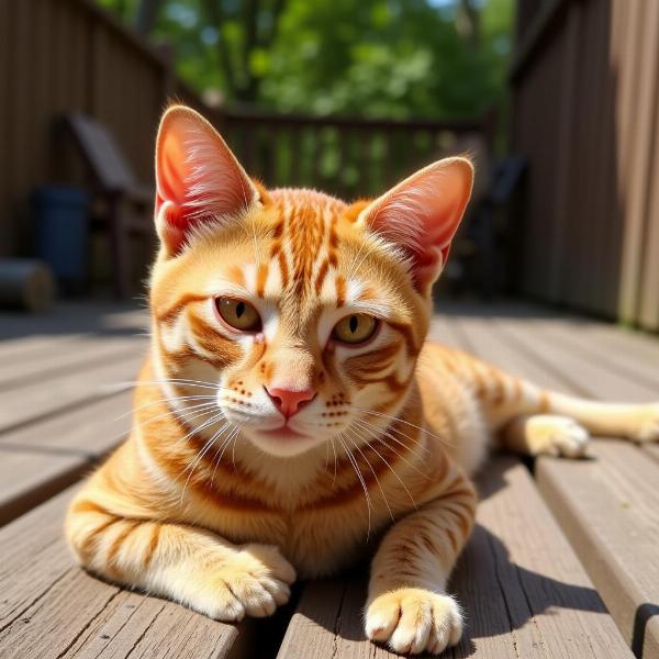 Orangefarbener Kater im Sonnenlicht