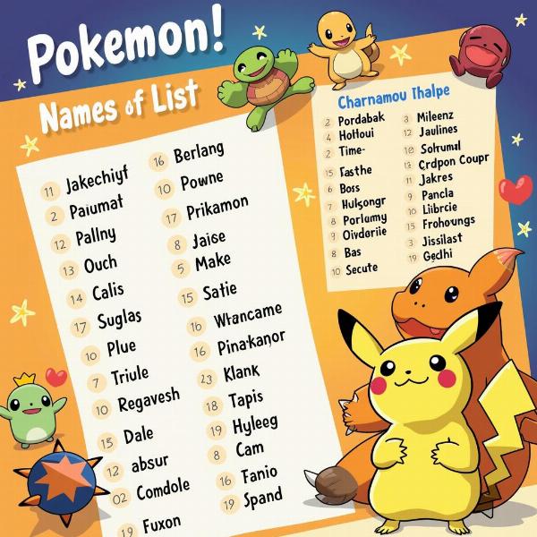 Liste der Pokémon Namen mit Pikachu und Charmander