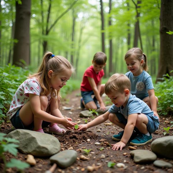 Kinder entdecken die Natur in der Waldkita