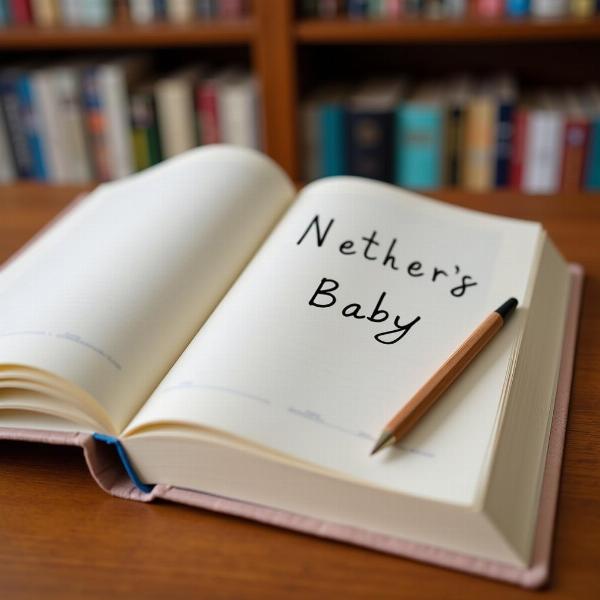 Offenes Buch mit dem Namen eines Babys auf der Seite