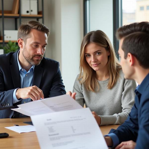 Namensidee Beratung: Ein Berater von Namensidee bespricht mit einem Kunden die verschiedenen Aspekte der Namensfindung.